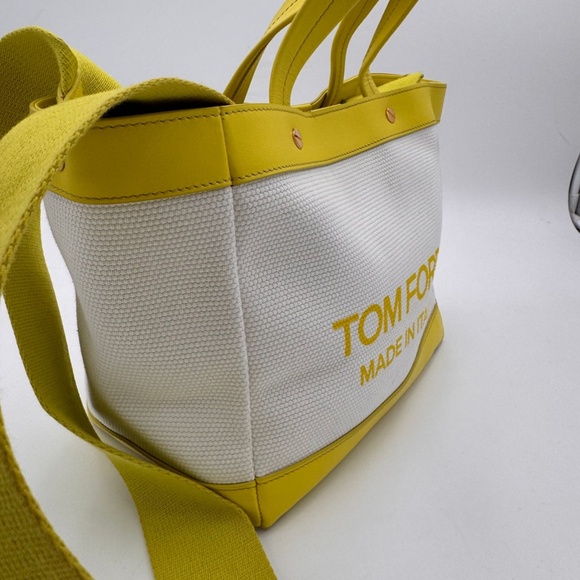 TOM FORD Calfskin Mini Logo Tote White - Picture 2 of 13